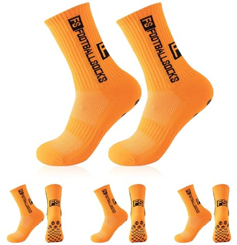 FESDMOH 3 Paar Football Socks, Grip Socken Fussball, Fußballsocken Herren, Rutschfeste Sportsocken für Fussball Basketball Laufen