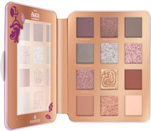 essence Disney Alice in Wonderland eyeshadow palette, Lidschatten, Nr. 01, Mehrfarbig, 12 Farben, langanhaltend, vegan, ohne Mikroplastikpartikel, Nanopartikel frei, ohne Parfüm, 1er Pack (16g)