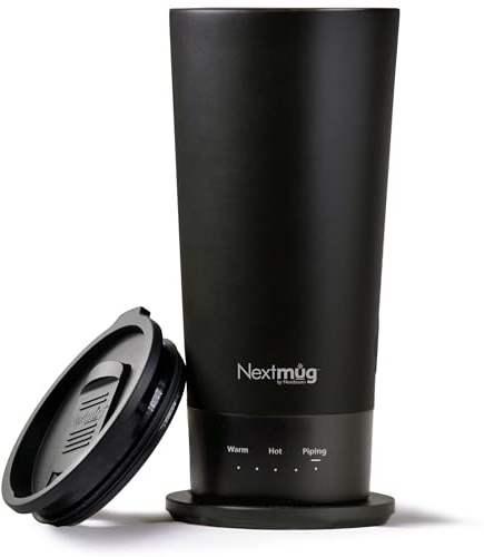 Nextmug Go - Temperature-Controlled, Self-Heating Travel Mug | (Black - 16 oz.) – No App, Long-Lasting Battery for Work & Study, Great Gift for Coffee Lovers