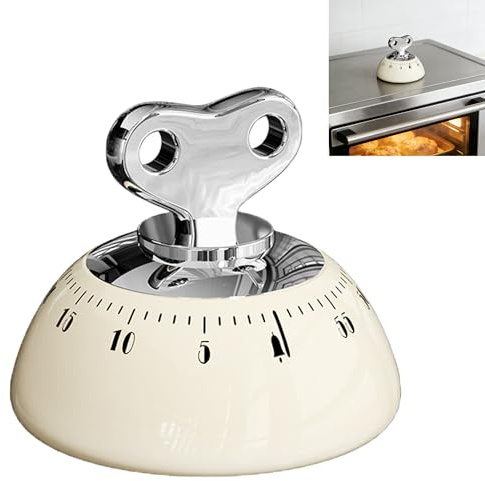 Smaoqingji Magnetischer Timer Eieruhr Mechanisch Küchentimer - 1 Stück, Cremefarben, Kitchen Timere, Geeignet für Vielseitige Anwendungen wie Kochen, Backen, Training, Büroarbeit und Studium