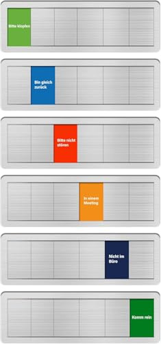 SoeUyd Placas para Puertas de Oficina 6 Modelos: No Molestar, En Reunión, Fuera de la Oficina, Adelante, Vuelvo Enseguida, Por Favor, llame a la Puerta — Placas con Función Deslizante