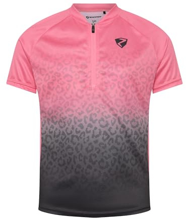 Ziener Kinder NESTEL-Z funtionelles Fahrradtrikot mit halbem Front-Reißverschluss, Black.Strawberry Sorbet, 140
