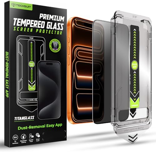 Techsuit Blickschutzfolie für iPhone 17 Pro Max Gehärtetes Glas mit Vollständige Abdeckung, HD Klarheit, Stoßschutz, Anti Spy Beschichtung, Oleophob, TitanGlass FullCover Privacy