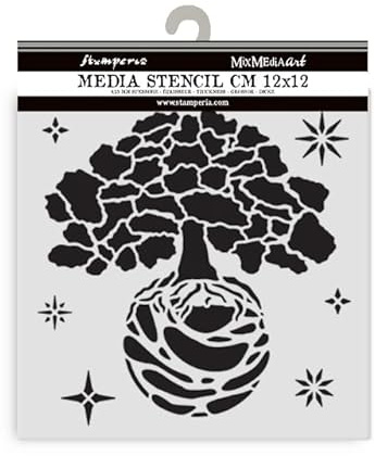 Stamperia - Thick Stencil for Scrapbooks, Albums, Cards, Bullet Journals, and More, Flexible Material, Easy to Clean, Perfect for Crafts and Gifting (A New Beginning, The World Tree)