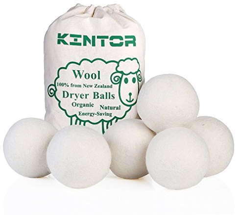 KinTor Wool Dryer Balls XL 6-Pack Reusable, Hypoallergenic 100% Organic Fabric Softener Alternative,Baby Safe & Unscented,Reduce Wrinkles & static cling, Shorten Drying Time, Natural Handmade (XL)