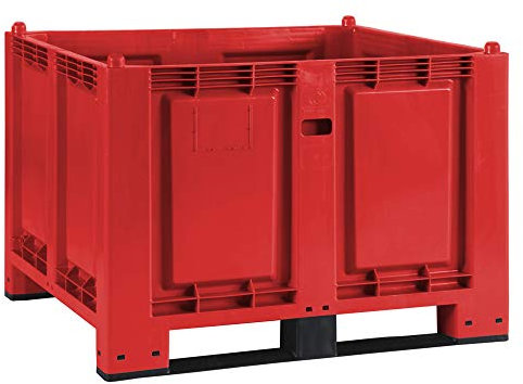 BRB Palettenbox mit 2 Kufen, LxBxH 1200x800x850 mm, rot, Boden/Wände geschlossen, Tragkraft 500 kg