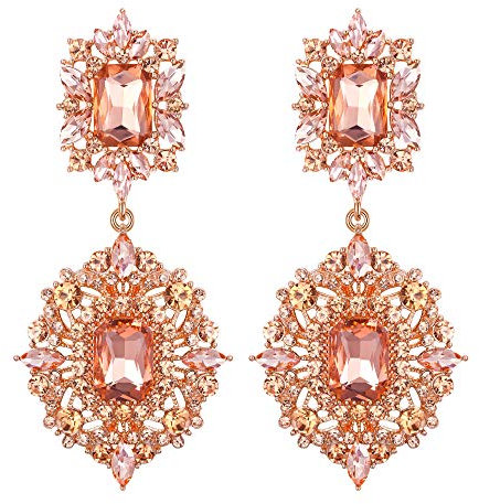 EVER FAITH Damen Ohrringe Kristall Hochzeit Party Art Deco Vintage Gatsby Stil Kronleuchter Champagner Farbe