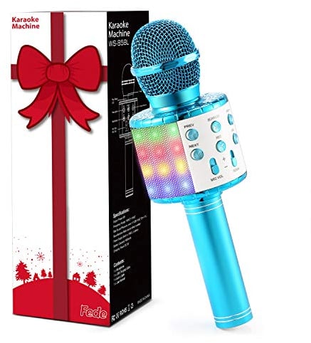 Fede Karaoke Mikrofon, Drahtloses Bluetooth Mikrofon für Kinder, Lustige Geschenke Spielzeug für Teenager Mädchen Jungen, Tragbares KTV Lautsprecher Recorder für Smartphone PC