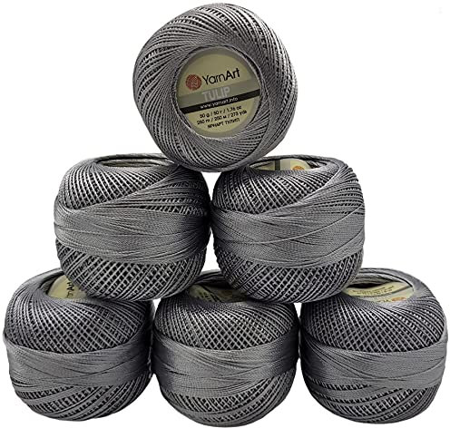 YarnArt Tulip 6 x 50 gr. Paket Seide Garn Mikrofaser, Satin Garn glänzend Farben auswählbar (silber 479)