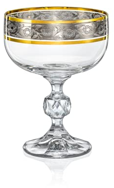 Crystalex Sektschale Claudia Exclusive Gold Platin Kristallglas 200 ml 6er Set Bohemia