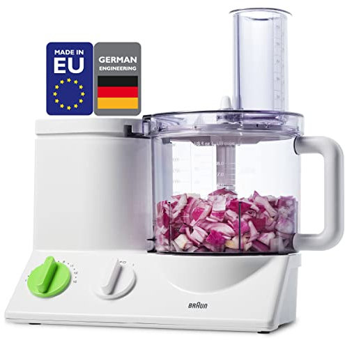 Braun Food Processor 12 Cups, Ultra Quiet and Powerful Motor, 9 Accessories, Blades, Chopper, Citrus Juicer, Made in Europe with German Technology
