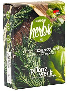 Pflanzwerk® Pflanzkübel Kräuter Samen Set - 12 Sorten Crazy Küchenkräuter - Premium SAATGUT Gartenkräuter für Kräutergarten *100% Made IN Germany * *Keim-GARANTIE* *100% SAMENFEST*