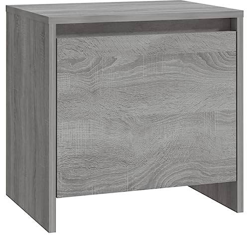 vidaXL Table de Chevet, Armoire de Nuit avec Porte, Armoire de Lit avec Rangement, Meuble de Chambre, Sonoma Gris Bois d'Ingénierie