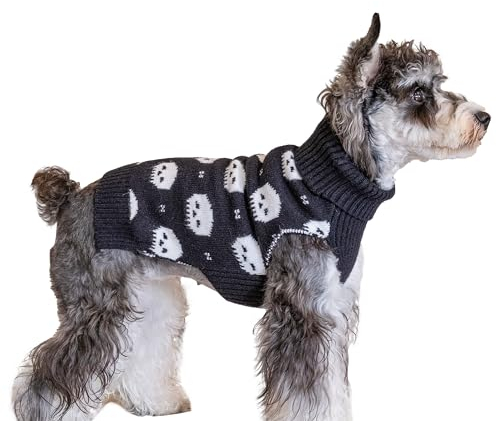 CuteBone Halloween-Hundepullover für kleine Hunde, Schädel, gestrickt, für Haustiere, Winterkleidung, Pullover, Warmer Strick mit Geschirrloch DS35M-DE
