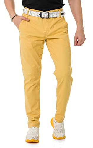 Cipo & Baxx Herren Chinohose Stretch Basic Baumwolle Slim Fit CD842 Mustard W38 L34