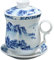 Luxshiny Chinese Tea Cup with Lid Chinese Jingdezhen Ceramics Coffee Mug Blue and White Teacup Vintage Porcelain Tea Cup Water Mug Tea Brewing Cup for Home Office