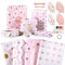 Vyuwast Geschenkpapier Mädchen, 12 Blatt 70X50 cm Geschenkpapier Rosa Mädchen Wrapping Paper mit Kraftpapierseil Geschenkanhänger Aufkleber Doppelseitigem Klebeband für Geburtstag, Babyparty