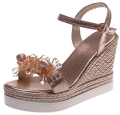 NOGRAX Sandali Donna Donne Sempia Cheed Sandals Sandals Platform Sandali Sandali Apri Apri Scarpe Casuali Porterio Casualmente Sandali Rosa D'Oro-2028-Gold,40