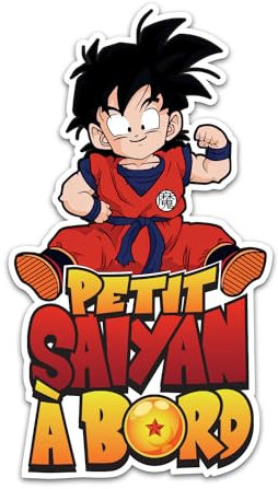Autoaufkleber, Motiv: Kleiner Saiyajin an Bord 2, 9 x 15 cm, hochwertiges Vinyl, Baby an Bord, Autoaufkleber, 100 % französisch, umweltfreundlich und umweltfreundlich