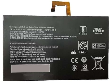 Ukkipower L14D2P31 1ICP3/84/96-2 Replacement Battery Compatible With TAB 2 TB2-X30F TB2-X30L TB2-X30M TB-X103F TAB 2 A10-70 A10-70L A10-70F Series Tablet