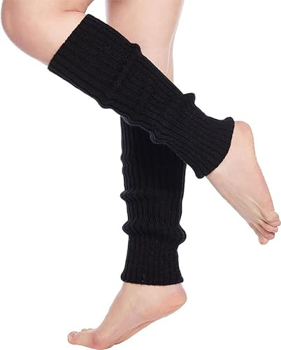 MQWDGJ Stulpen Damen, Leg Warmers Strick-Beinsocken für Herbst und Winter, Knöchelwärmer, Beinhandschuhe zum jeden Tag, Tanzen, Sport, Gym, Bergtouren (Schwarz)
