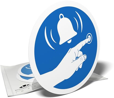 Warning Stickers, Press the Doorbell, Ring Before Enter, 3 Round Stickers, 9.5 cm