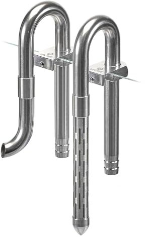 USCAPE Mini Edelstahl Filterrohr | Einlauf und Auslauf Set | Inflow-Outflow | Kompatibel mit 12/16mm Filterschläuchen | mit Aluminiumbefestigung