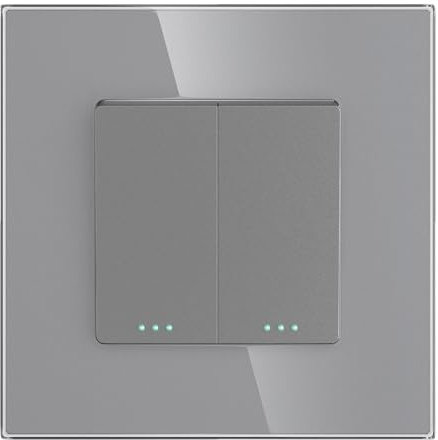 PULSAR Doppelschalter Lichtschalter Unterputz 1 Fach Glas Grau Ein- / Ausschalter Doppelt Mechanischer Wandlichtschalter Standardschalter Unterputz Schalter