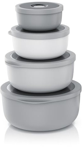 Arendo - Vorratsdosen Set mit Deckel – 4er Set - Salatschüssel Rührschüssel - Schüssel Set in verschiedenen Größen – lebensmittelecht – Spülmaschinen und Mikrowellen geeignet – rund 0,35 bis 2 Liter