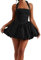 Felcia Women's Summer Mini Dress Elegant Halter Neck Short Bubble Dress Sleeveless Backless Party Cocktail A Line Dress Streetwear (A-Black, M)