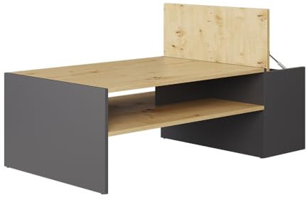 Vicco Couchtisch Ruby, Couchtisch mit der Ablage, Artisan Eiche/Anthrazit, 110 x 60 cm