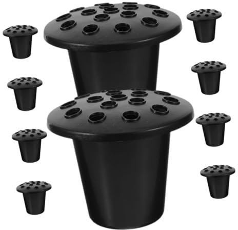 YARNOW 10 Piezas Base De Arreglo Floral De Adoración para Interior Delgado Jarrones Mausoleo Jarrón De Cementerio Conmemorativo Grabado Lápida Sepulcral Maceta Black El Plastico