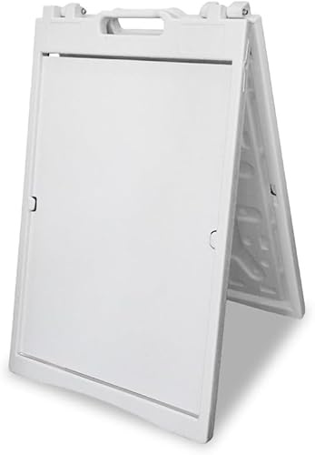Berry Grand panneau de trottoir A Board – Blanc | Planche à sandwich pliable | Panneau d'affichage en plastique double face | Panneau de trottoir robuste pour extérieur, restaurant, événement et