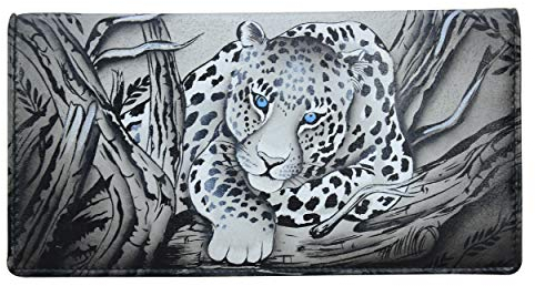 Anna by Anuschka Handbemalte Damen-Clutch-geldbörse, RFID-zweifach Gefaltet Echtes Leder, Afrikanischer Leopard, Einheitsgröße