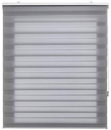 Blindecor | Tages- und Nacht-Rollo individuell | Doppellagig | Grau | 95 x 250 cm (BxH) | Stoffgröße 92 x 245 cm | Fensterrollos