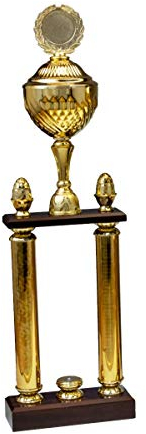 Henecka 🔵 Säulenpokal Serie Dakota Gold · mit Wunschgravur und auswählbarem Sport-Emblem · Größe 67,5 cm