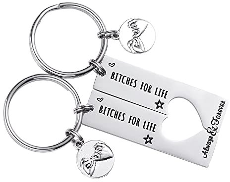 LParkin Schlüsselanhänger-Set für beste Freunde, 2 Stück, Best Bitches for Life, BFF, Schwester, Geschenk, Weihnachten, Geburtstag, Maid of Honor, Geschenk, Bitches Love Forever