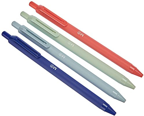Miquelrius - Pack 4 Bolígrafos de Clic, Tinta Semi Gel, Colores Azul, Celeste, Mint y Coral