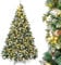 Yorbay künstlicher Weihnachtsbaum mit Beleuchtung weiß Schnee LED Tannenbaum für Weihnachten-Dekoration (150cm)