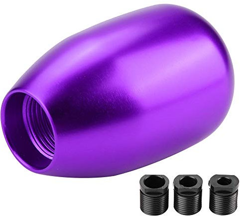 Kuuleyn Schaltknauf ， Manueller 5-Gang-Metall-Schaltknauf Schalthebelhebel mit 3 Adaptern (8 mm/10 mm/12 mm)(Lila)