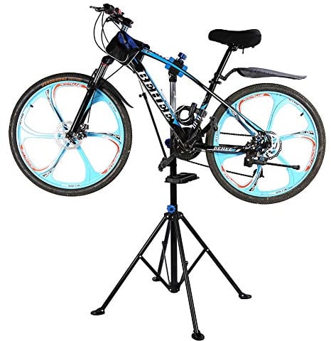 Bike Stand Mountain Bike Maintenance Stand Bicycle Bike Cycle Repair Stand Heavy Duty Mechanic Folding Mountain Bikes Repair Stand with Tool Tray for All Types Bikes, 360° Rotatable