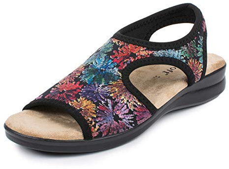 Aerosoft Sandales stretch 05 pour femme, extra légères et élastiques (fleur noire, 39)