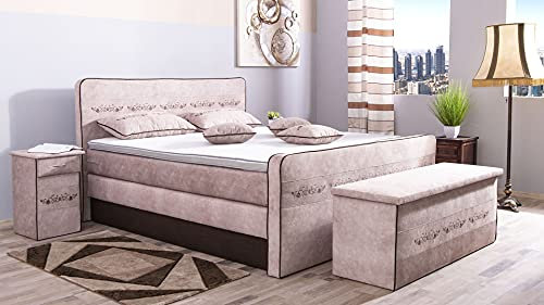 AUKONA Boxspringbett Melina mit Bettkasten 140x200, Farbe wählen und ändern, 7 Zonen Taschenfederkern-Matratze, H2 H3 H4, Komfortschaum-Topper, Lieferung und Aufbau kostenlos