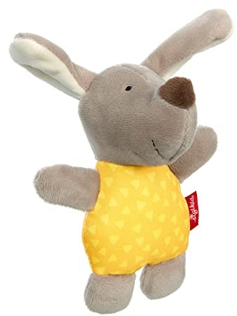 SIGIKID 42799 Rassel Hund Red Stars Mädchen und Jungen Babyspielzeug empfohlen ab Geburt gelb/grau