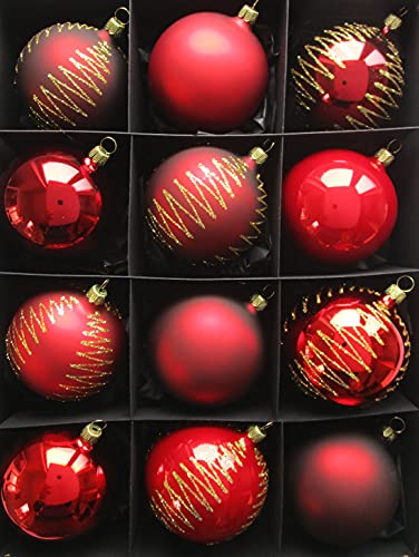 Thüringer Christbaumschmuck Exclusiv rot dunkelrot weihnachtsrot 8cm Handarbeit Germany 12er Set