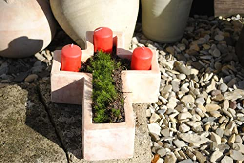 Kunert-Keramik Pflanzkreuz,frostfeste Terracotta,Grabschmuck,Heller Farbton,35cm,Handarbeit