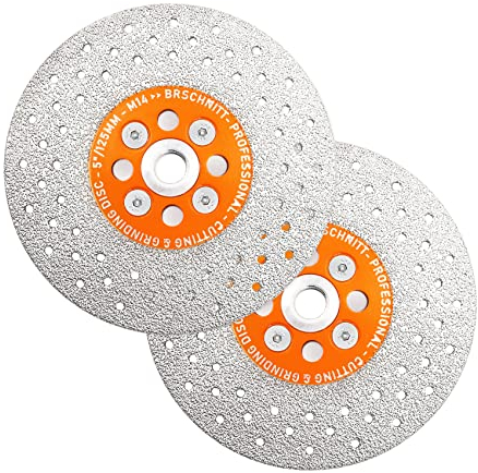 Diamant Trennscheibe 125mm - BRSCHNITT Doppelseitig zum Schneiden und Schleifen Granit Marmor Fliese Natursteine(2 Stücke).