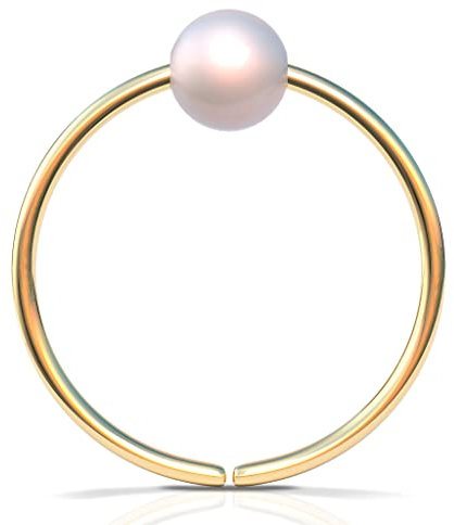 Gold Knorpel Ohrring - Dünn 20G 8mm Ring 3mm Weiß Perle - Gold gefüllt Helix Piercing Schmuck