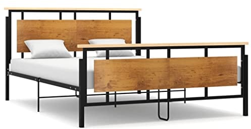 vidaXL Bett mit Lattenrost Metallbett Doppelbett Bettgestell Schlafzimmerbett Bettrahmen Ehebett Schlafzimmermöbel Metall 160x200cm