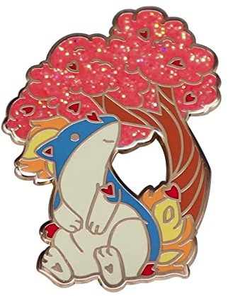 Niedliche Cartoon-Quilavas und Kirschbaum-Anstecknadel aus harter Emaille, Kawaii-Flammen-Elfen-Brosche, Anime-Fans, Geschenk, Jacke, Revers, Schmuck, Legierter Stahl